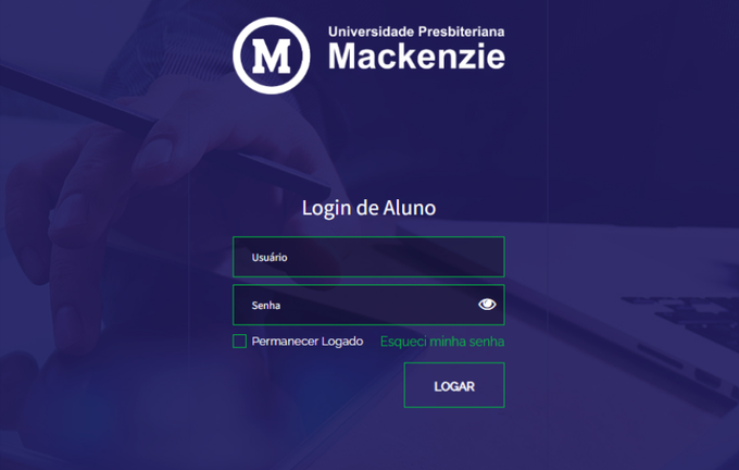Tela real de login do ProvaFácil Mackenzie